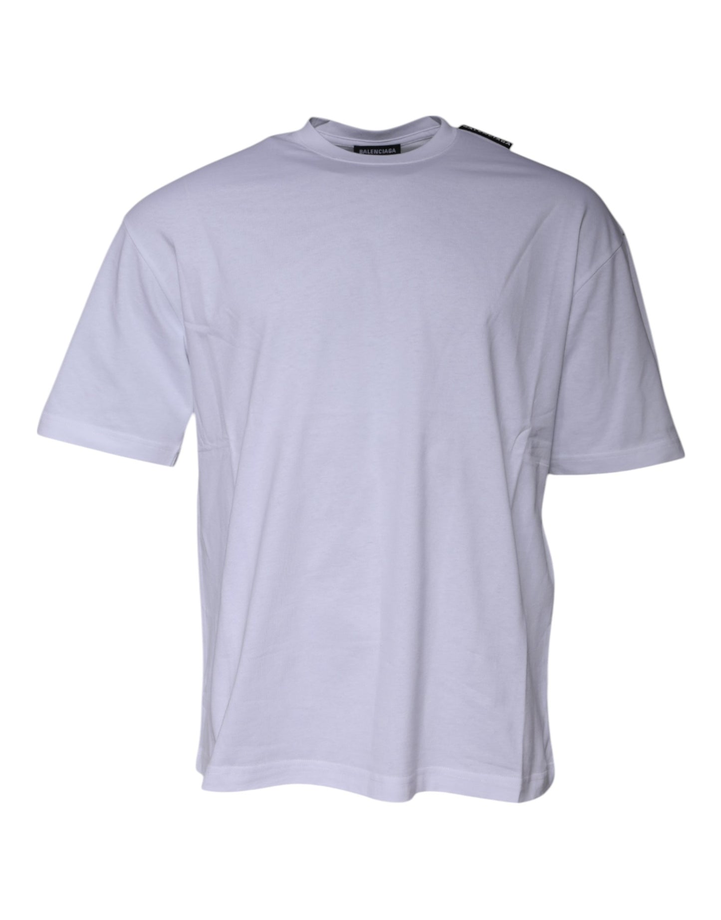 T-shirt à manches courtes et col ras du cou en jersey de coton blanc avec logo Balenciaga