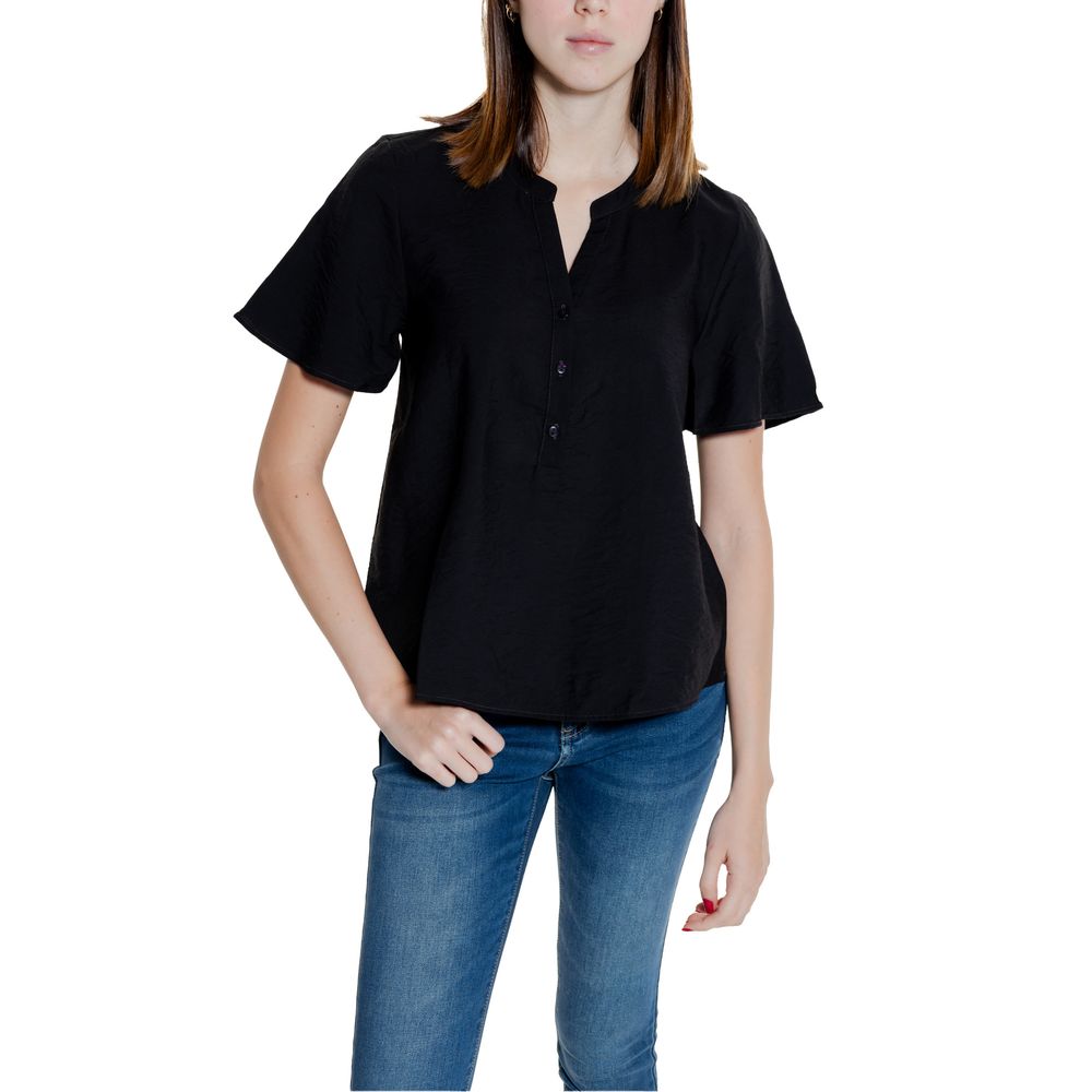 Jacqueline De Yong Black Viscose Short Sleeve