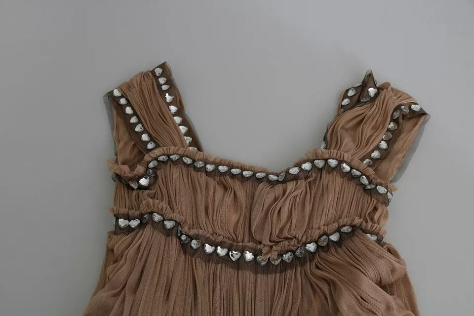 Dolce & Gabbana Brown Silk Sleeveless Shift Maxi Dress by Dolce & Gabbana