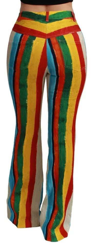 Dolce & Gabbana Multicolor Flared Riga Pittorica Pants by Dolce & Gabbana