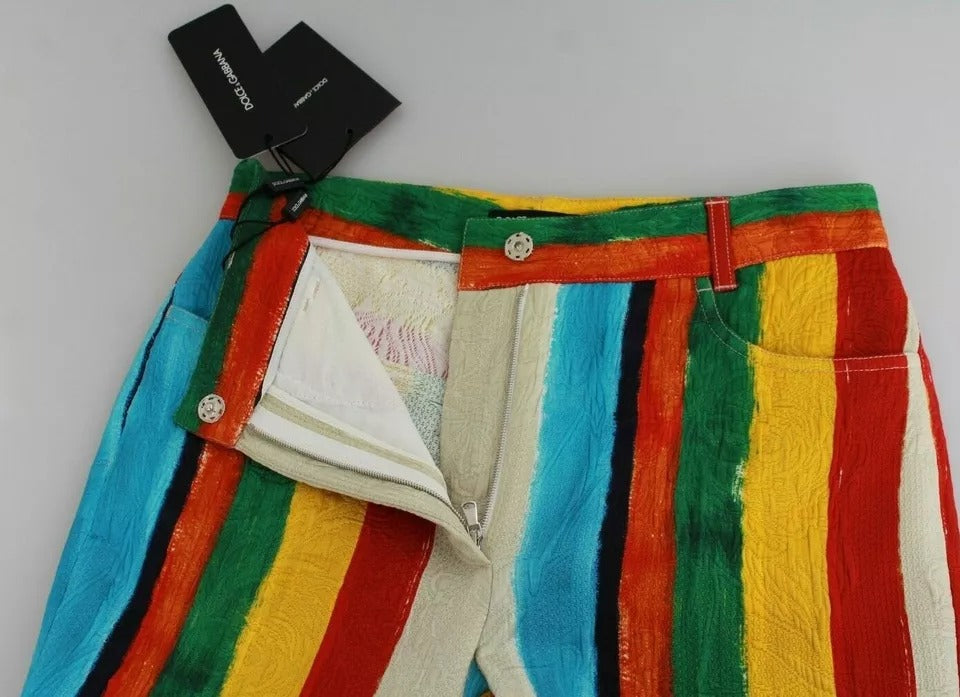 Dolce & Gabbana Multicolor Flared Riga Pittorica Pants by Dolce & Gabbana