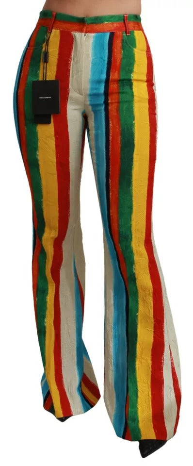 Dolce & Gabbana Multicolor Flared Riga Pittorica Pants by Dolce & Gabbana