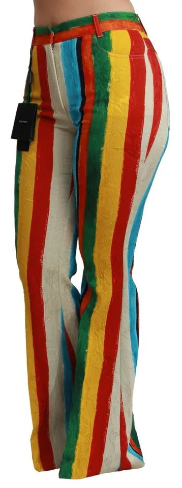 Dolce & Gabbana Multicolor Flared Riga Pittorica Pants by Dolce & Gabbana