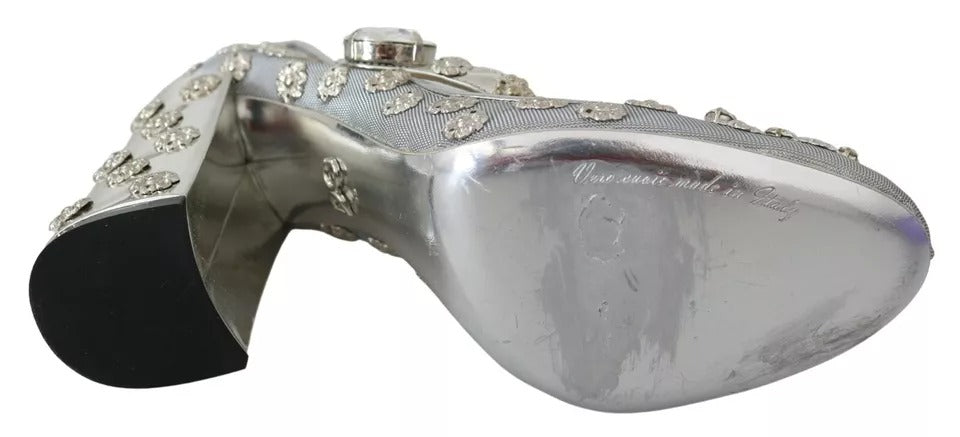 Escarpins Mary Janes à talons et clous en cristal argenté Dolce & Gabbana