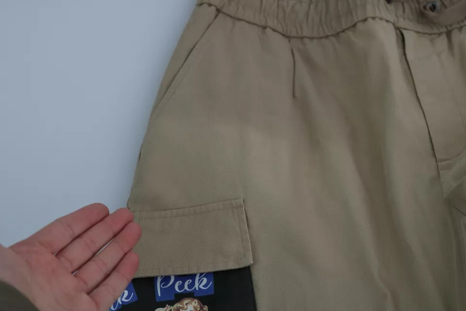 Dolce & Gabbana Beige Pin Up Print Cargo Pants by Dolce & Gabbana