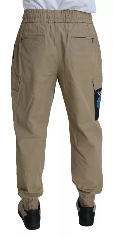 Dolce & Gabbana Beige Pin Up Print Cargo Pants by Dolce & Gabbana