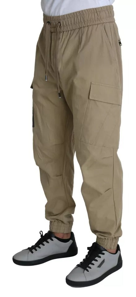 Dolce & Gabbana Beige Pin Up Print Cargo Pants by Dolce & Gabbana