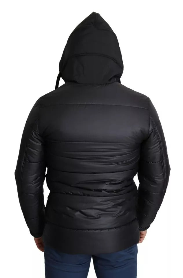 Dolce & Gabbana Black Hooded Polyester Men Coat Puffer Jacket by Dolce & Gabbana