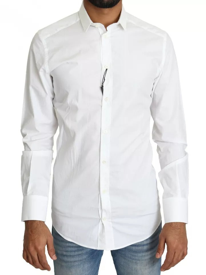Dolce & Gabbana White Cotton Formal Dress Top GOLD Shirt by Dolce & Gabbana