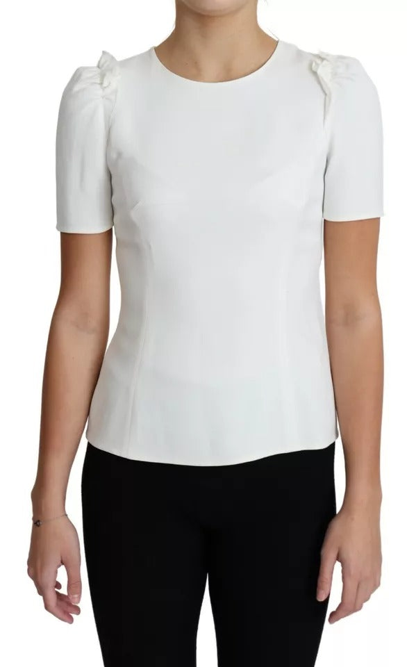 Dolce & Gabbana White Viscose Stretch Short Sleeves Blouse Top by Dolce & Gabbana