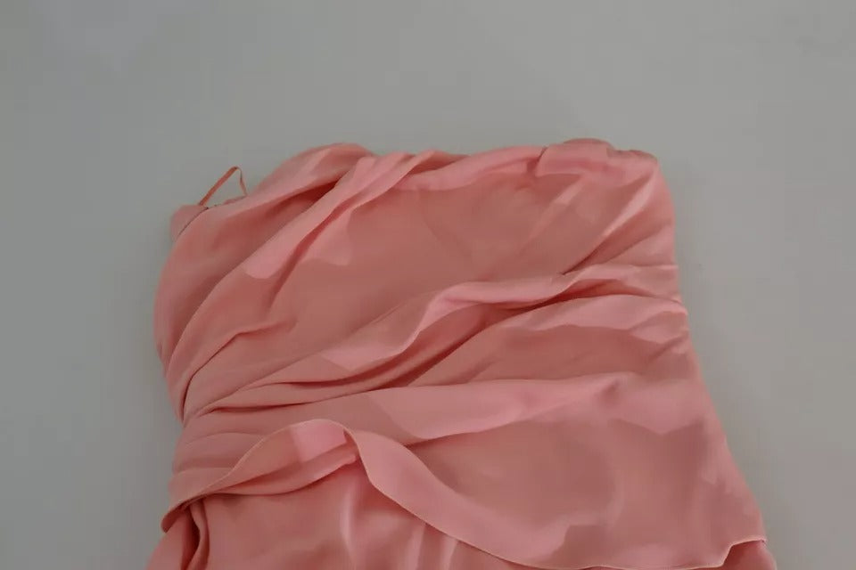 Dolce & Gabbana Pink Silk Stretch Strapless Sheath Midi Dress by Dolce & Gabbana