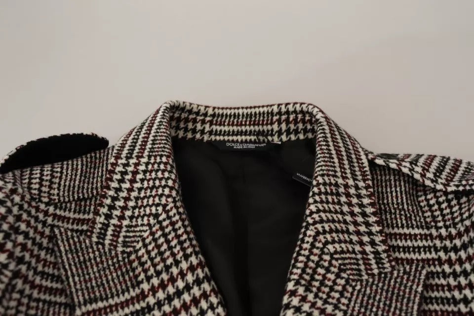 Dolce & Gabbana Gray Check Plaid Long Trench Coat Jacket by Dolce & Gabbana