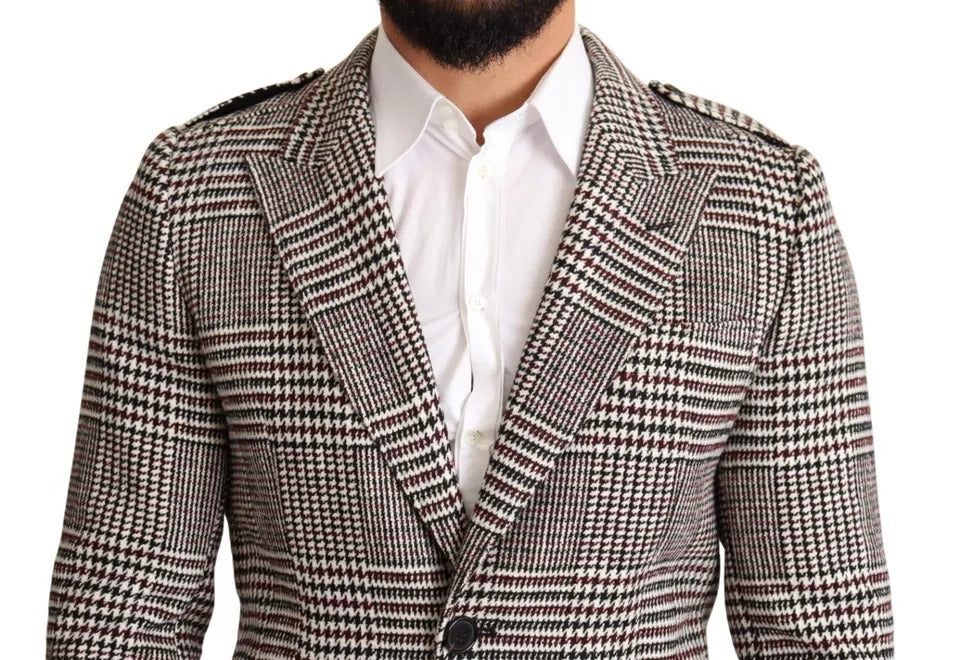 Dolce & Gabbana Gray Check Plaid Long Trench Coat Jacket by Dolce & Gabbana