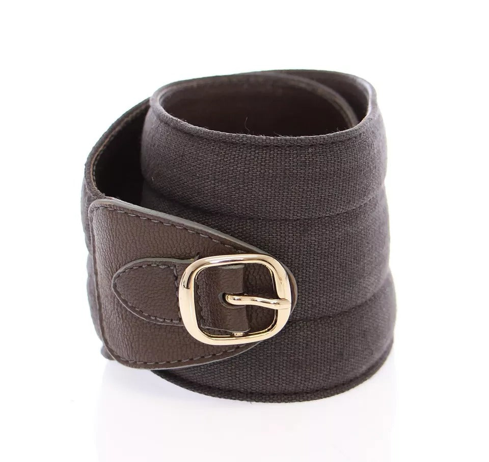 Dolce & Gabbana Brown D&G Leather Linen Logo Belt