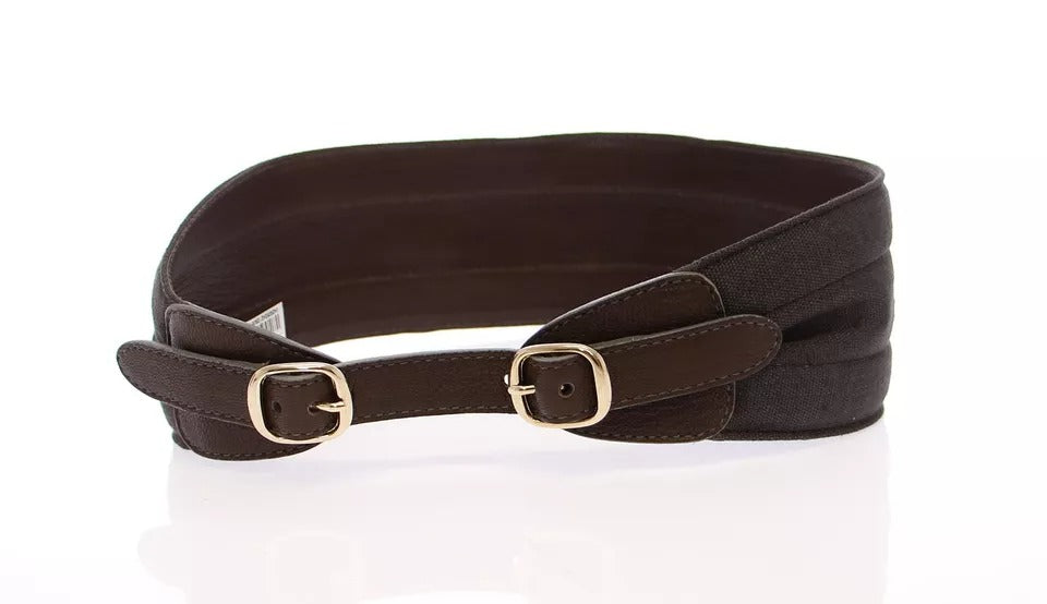 Dolce & Gabbana Brown D&G Leather Linen Logo Belt