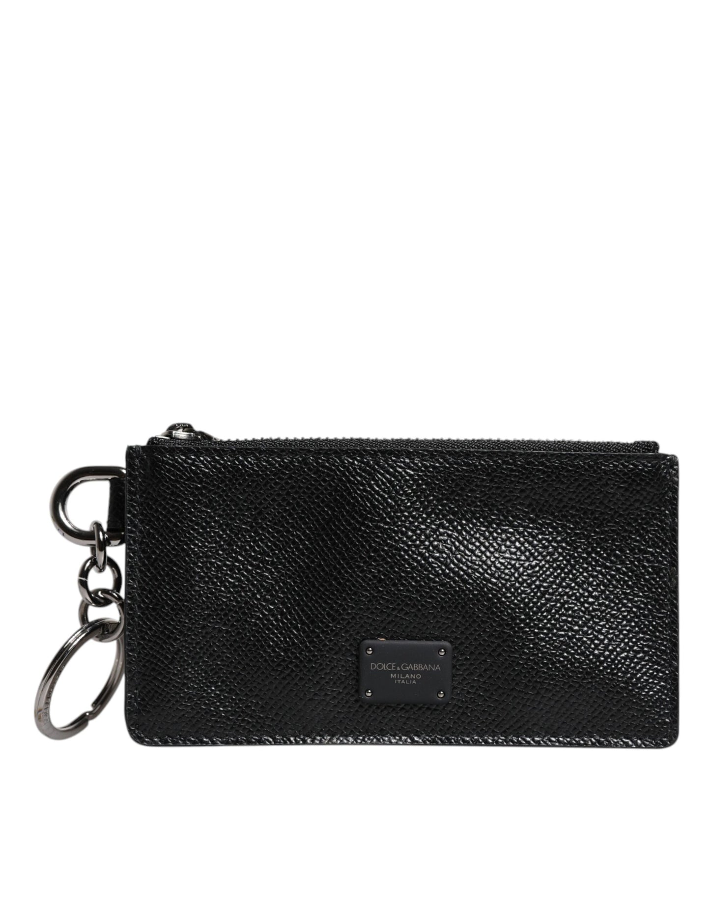 Portefeuille porte-cartes Dolce & Gabbana en cuir de veau noir avec logo DG