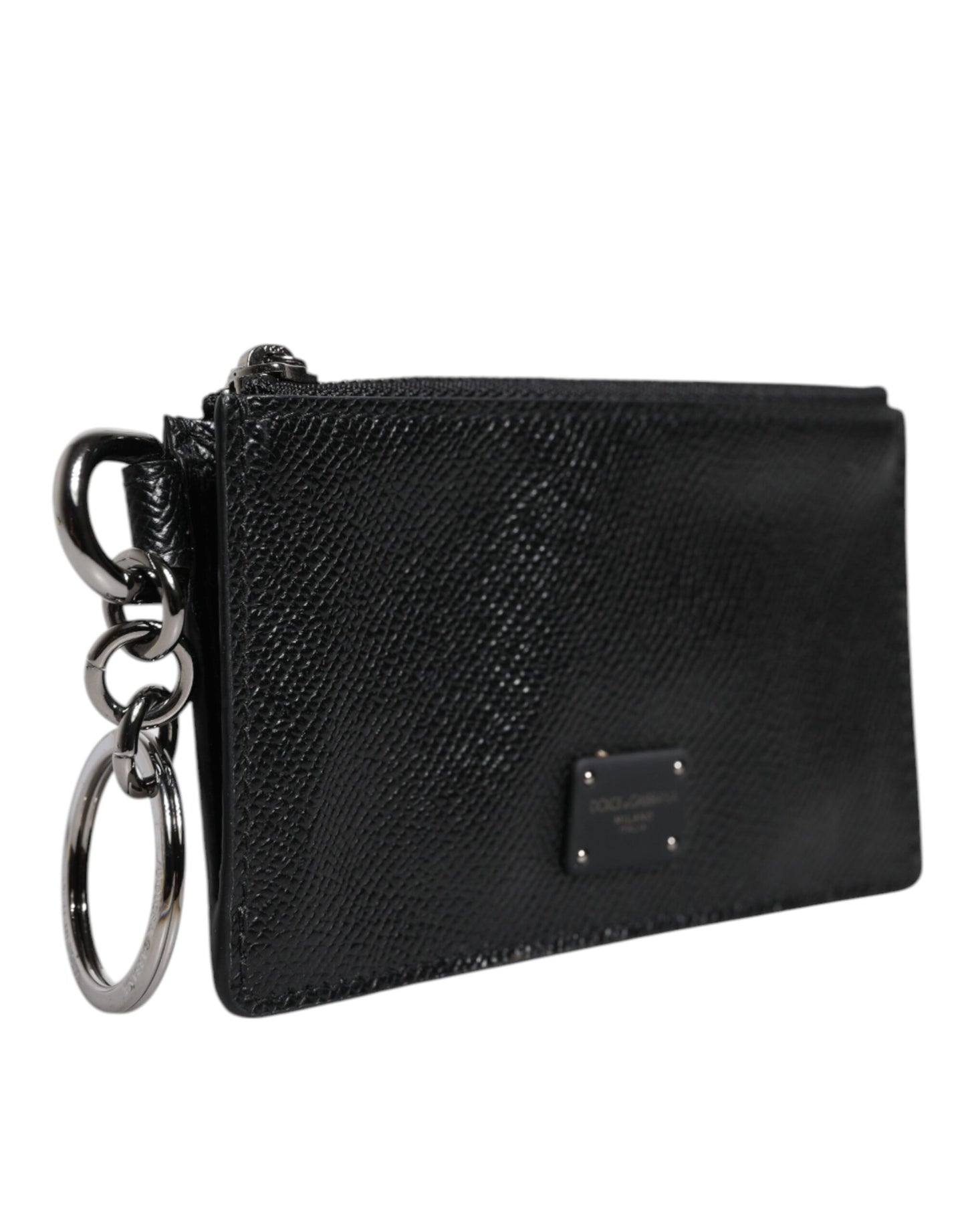 Portefeuille porte-cartes Dolce & Gabbana en cuir de veau noir avec logo DG