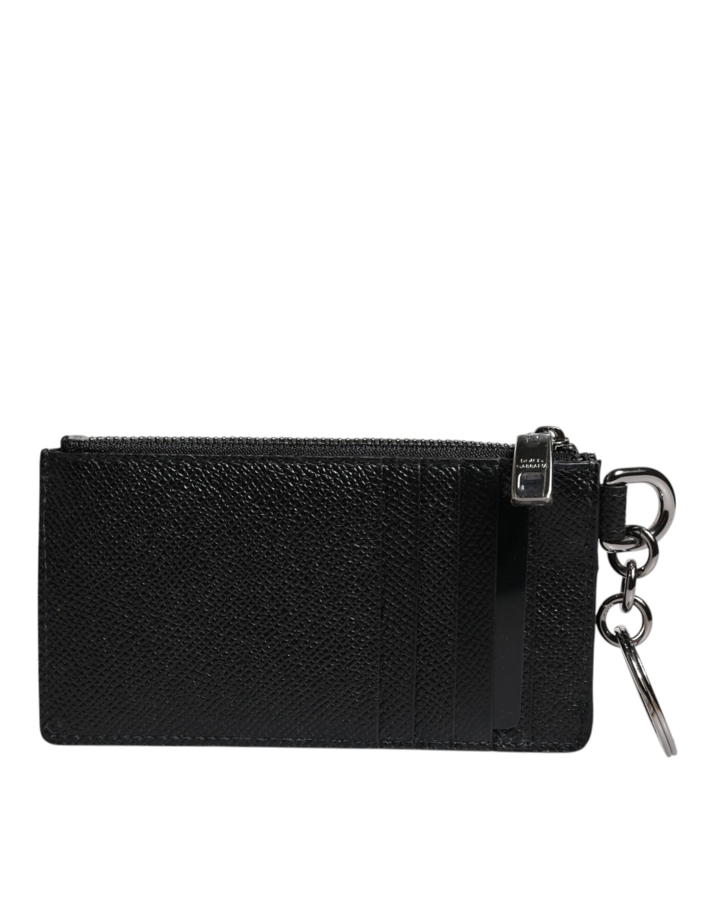 Portefeuille porte-cartes Dolce & Gabbana en cuir de veau noir avec logo DG