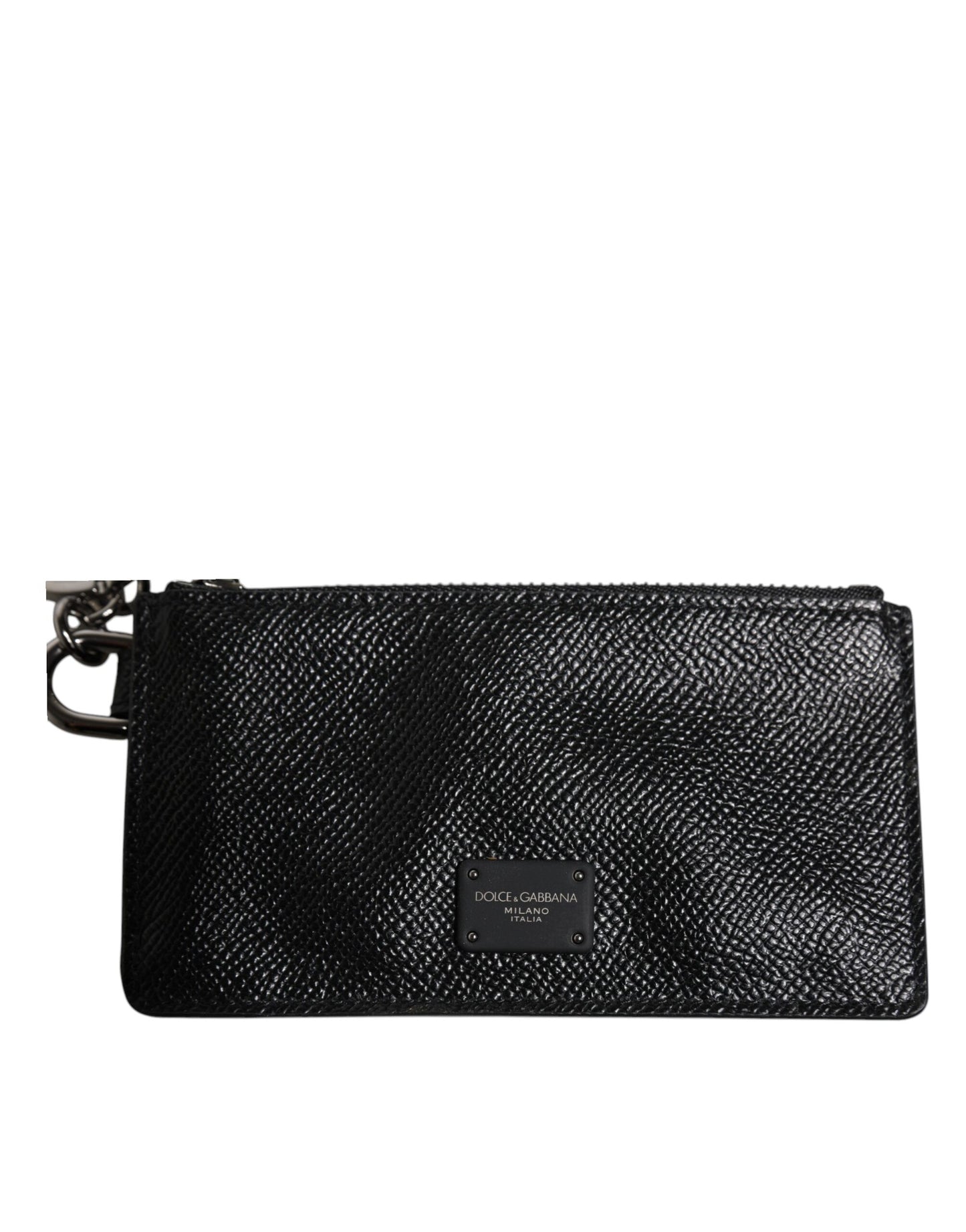 Portefeuille porte-cartes Dolce & Gabbana en cuir de veau noir avec logo DG