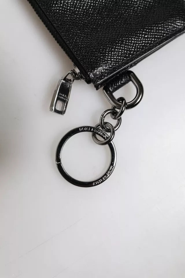 Portefeuille porte-cartes Dolce & Gabbana en cuir de veau noir avec logo DG