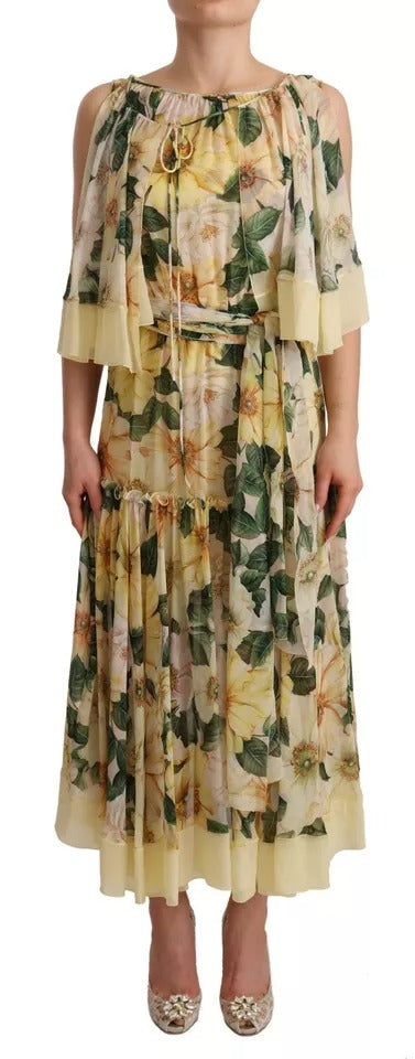 Dolce & Gabbana Multicolor Silk Floral Print Long Maxi Dress by Dolce & Gabbana