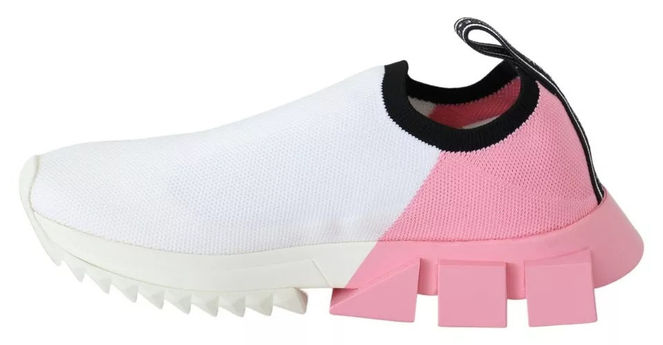Dolce & Gabbana Pink White Logo Sorrento Sneakers Shoes by Dolce & Gabbana