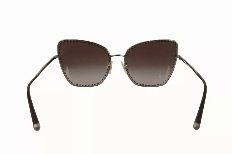 Dolce & Gabbana DG2212 Black Silver Oval Metal Frame Lace Logo Sunglasses by Dolce & Gabbana