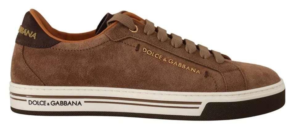 Dolce & Gabbana Brown Suede Logo Low Top Sneakers Men Shoes by Dolce & Gabbana