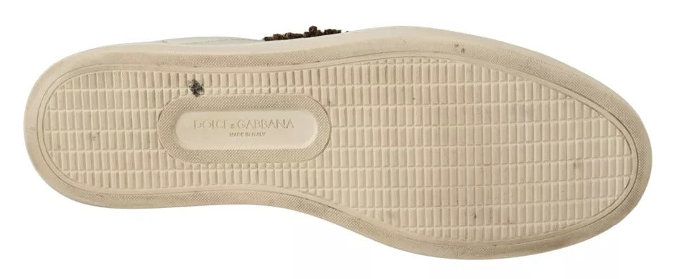 Dolce & Gabbana White Leather Heart Low Top Casual Sneakers Shoes by Dolce & Gabbana