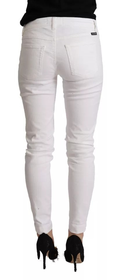 Dolce & Gabbana White Cotton Denim Pretty Slim Fit Jeans by Dolce & Gabbana