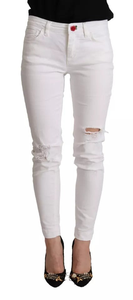 Dolce & Gabbana White Cotton Denim Pretty Slim Fit Jeans by Dolce & Gabbana