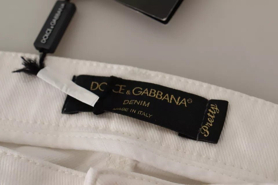 Dolce & Gabbana White Cotton Denim Pretty Slim Fit Jeans by Dolce & Gabbana