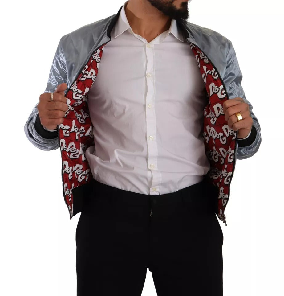 Dolce & Gabbana Light Blue Bomber Coat Men Jacket by Dolce & Gabbana