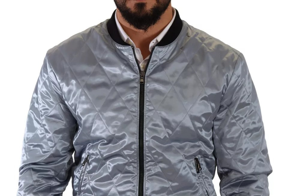 Dolce & Gabbana Light Blue Bomber Coat Men Jacket by Dolce & Gabbana