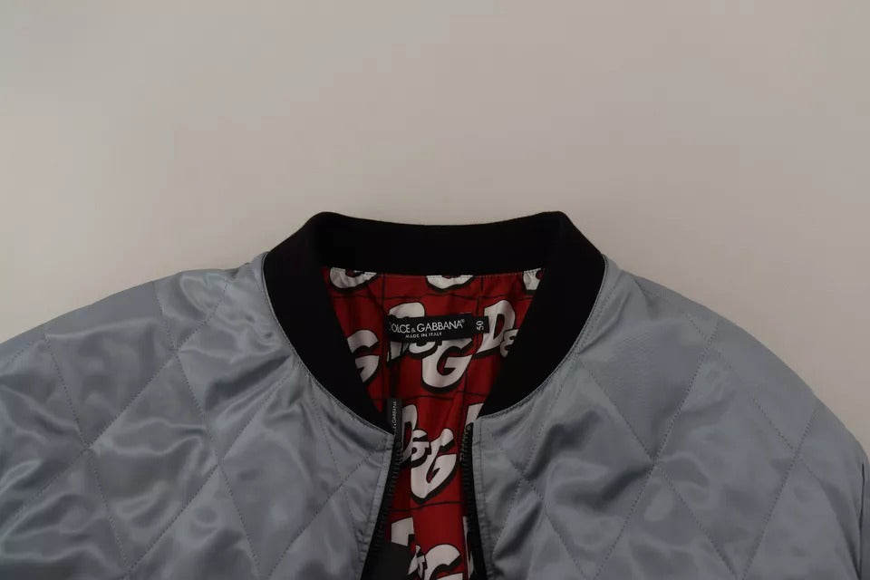 Dolce & Gabbana Light Blue Bomber Coat Men Jacket by Dolce & Gabbana
