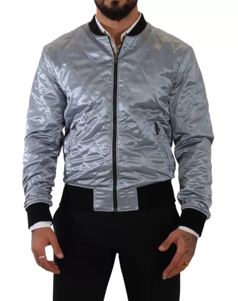 Dolce & Gabbana Light Blue Bomber Coat Men Jacket by Dolce & Gabbana