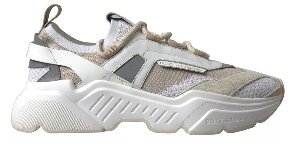 Dolce & Gabbana White Beige Leather Sport DAYMASTER Shoes Sneakers by Dolce & Gabbana