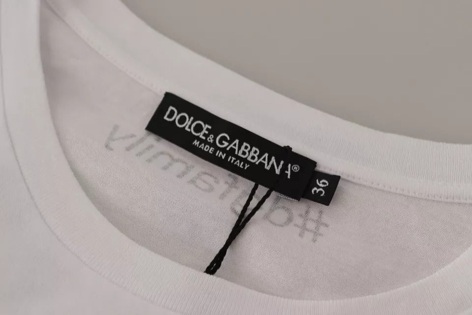 Dolce & Gabbana White #DGFamily Patch Top Cotton T-shirt by Dolce & Gabbana