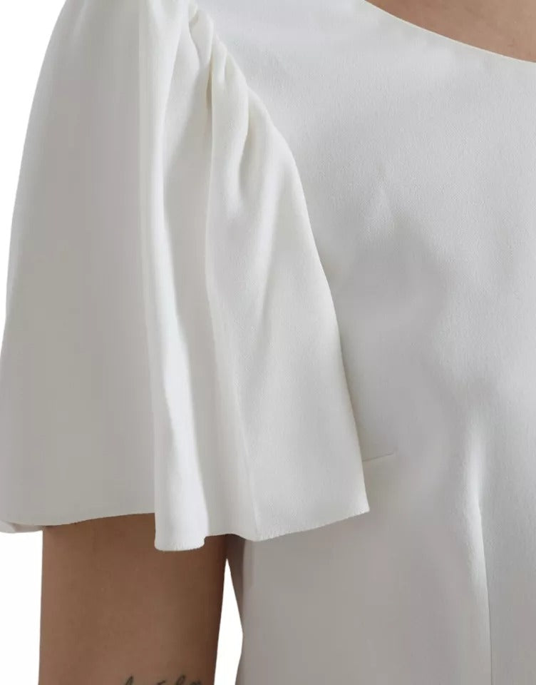 Dolce & Gabbana White Viscose Round Neck Short Sleeves Top by Dolce & Gabbana