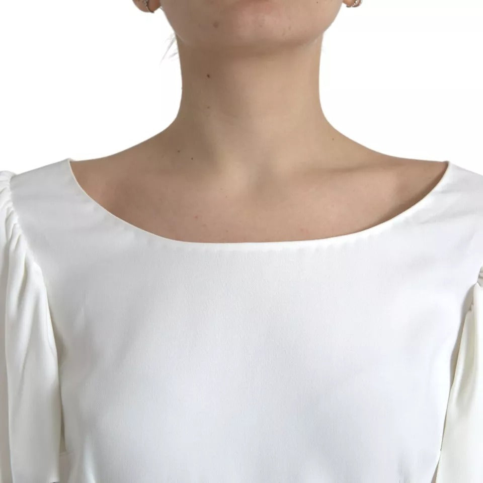 Dolce & Gabbana White Viscose Round Neck Short Sleeves Top by Dolce & Gabbana