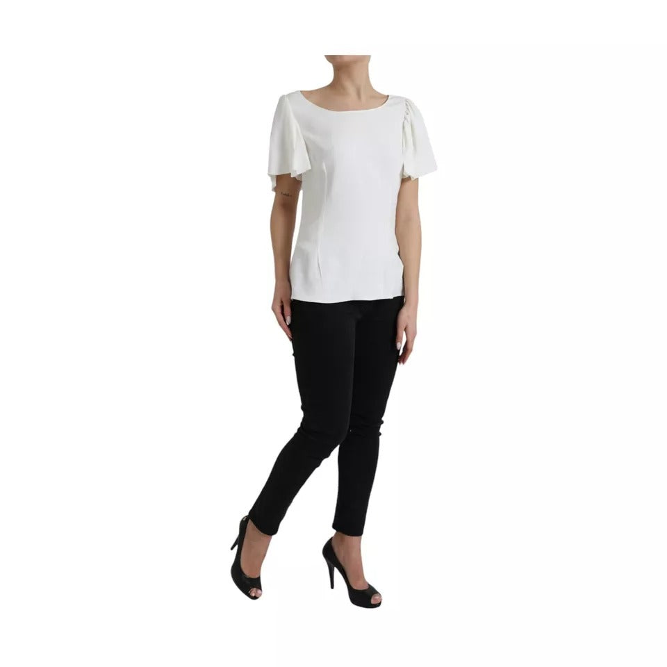 Dolce & Gabbana White Viscose Round Neck Short Sleeves Top by Dolce & Gabbana