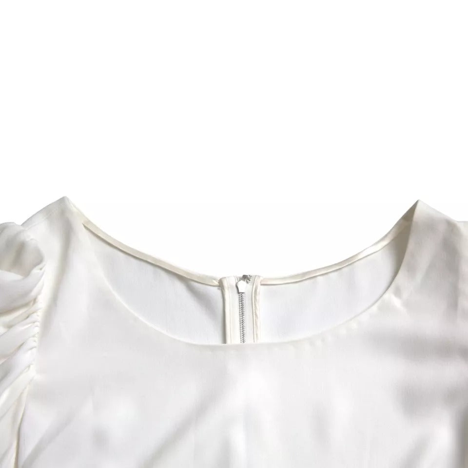 Dolce & Gabbana White Viscose Round Neck Short Sleeves Top by Dolce & Gabbana