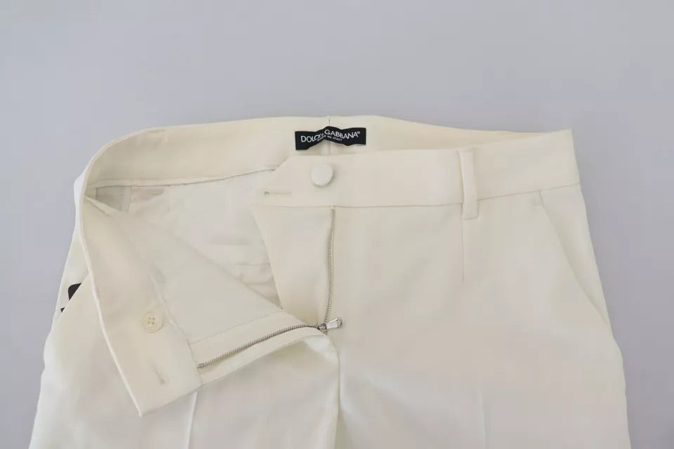 Dolce & Gabbana White High Waist Tapered Wool Pants by Dolce & Gabbana