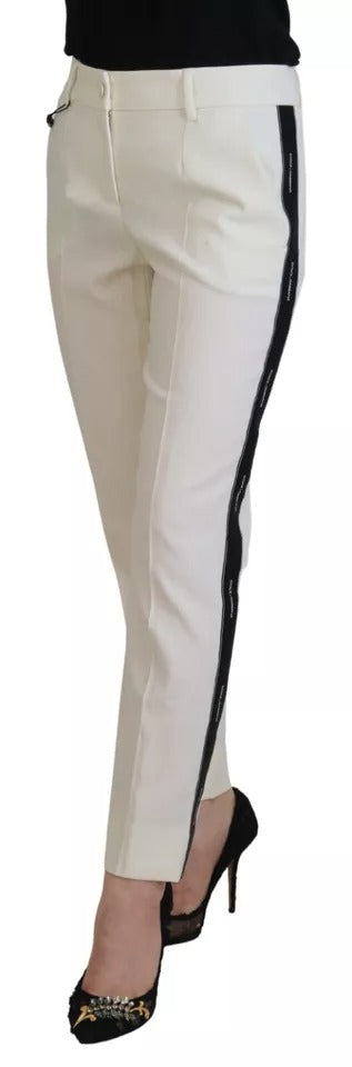 Dolce & Gabbana White High Waist Tapered Wool Pants by Dolce & Gabbana