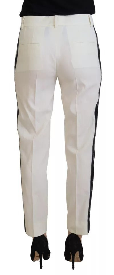 Dolce & Gabbana White High Waist Tapered Wool Pants by Dolce & Gabbana