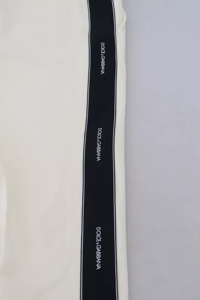 Dolce & Gabbana White High Waist Tapered Wool Pants by Dolce & Gabbana