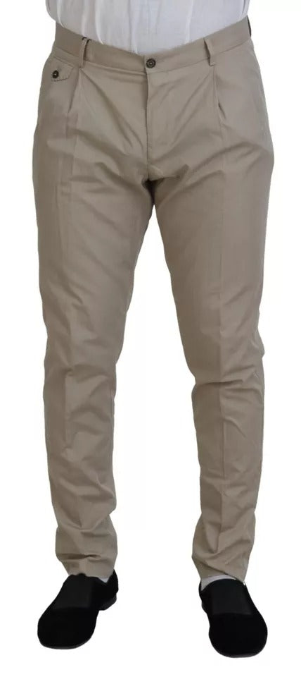 Dolce & Gabbana Beige Cotton Chino Men Formal Pants by Dolce & Gabbana