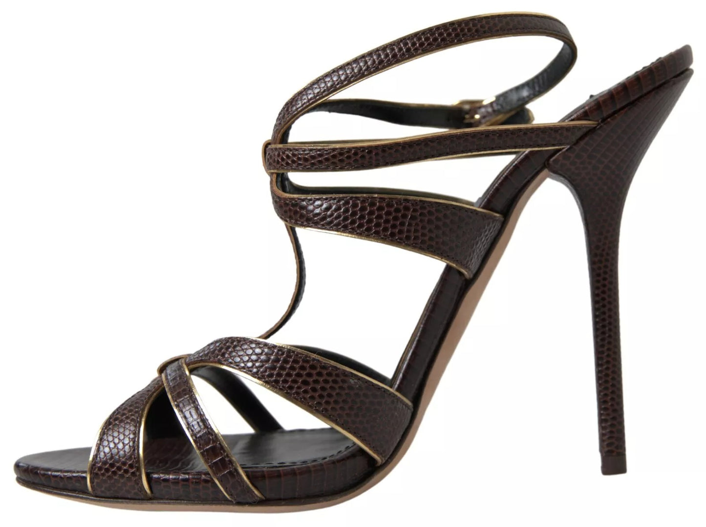 Dolce & Gabbana Brown Ankle Strap Stiletto Heels Sandals Shoes by Dolce & Gabbana