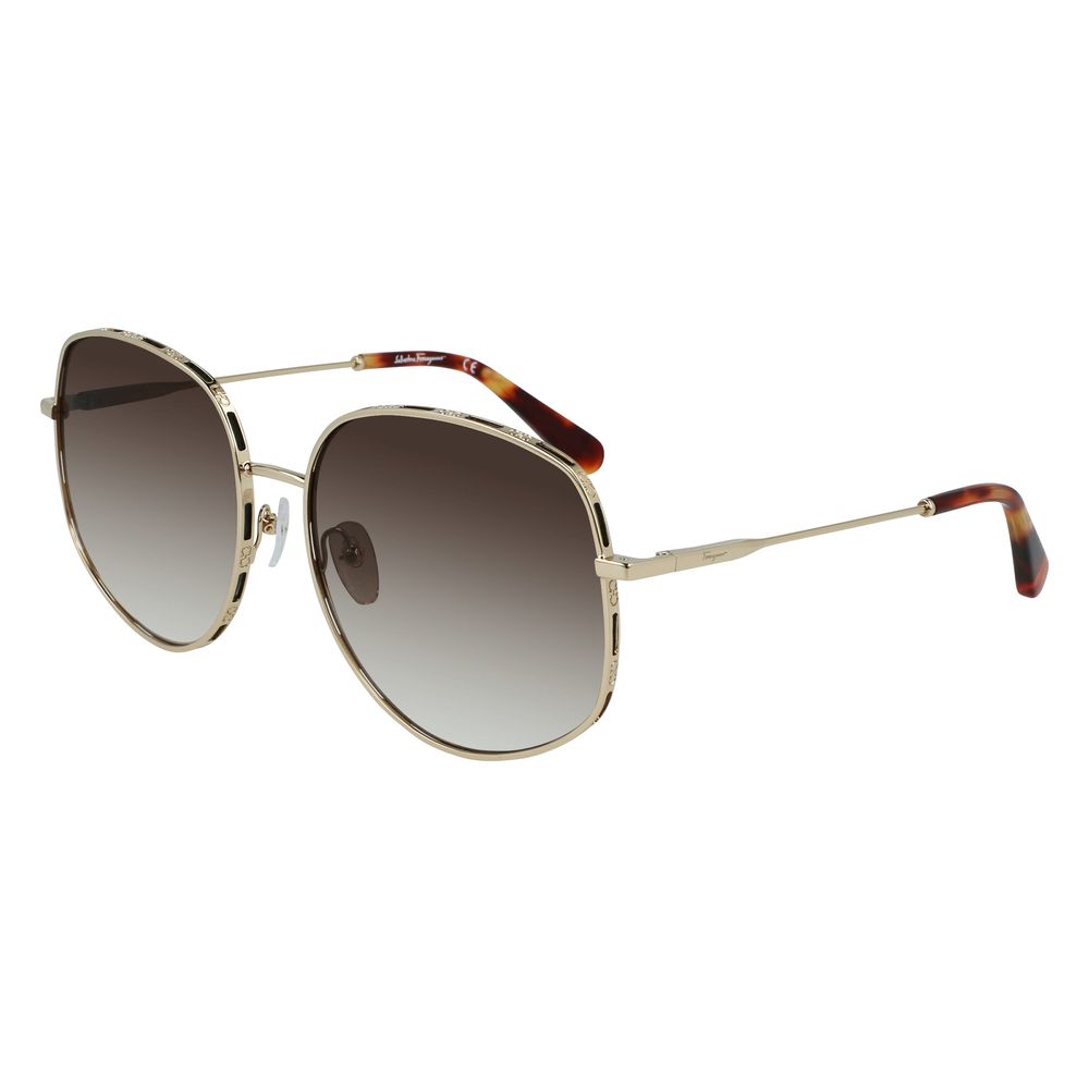 Lunettes de soleil en métal doré Salvatore Ferragamo