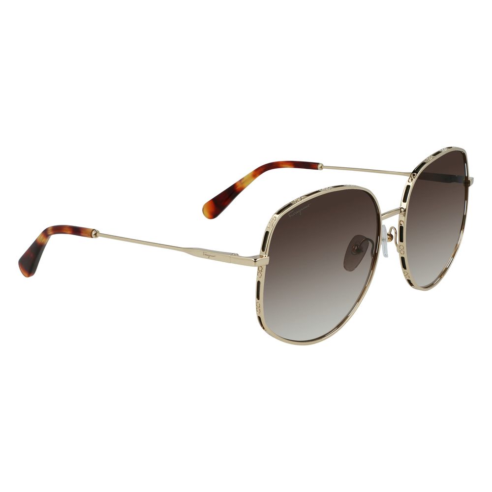 Lunettes de soleil en métal doré Salvatore Ferragamo